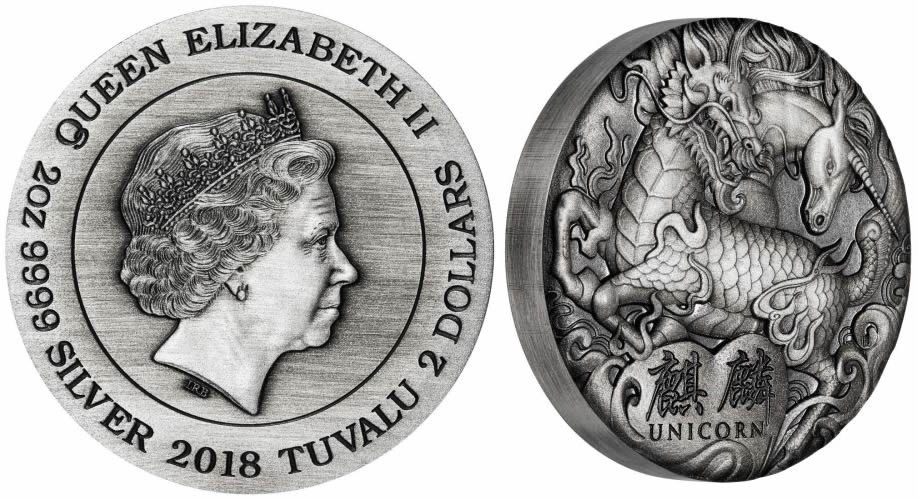 Perth-Mint-New-Release:-Qi-Lin-Unicorn-2018-2oz-Silver-Antiqued-Coin
